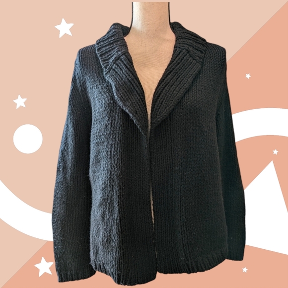 Comme des Garcons Sweaters - Comme des Garçons Chunky Knit Cardigan in Black Wool 🖤🐑